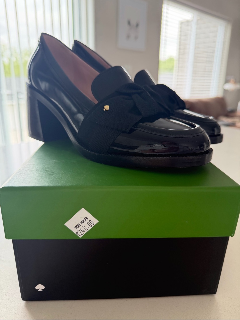 kate spade Black Patent Loafers with Bow Accent - Picture 5 of 10